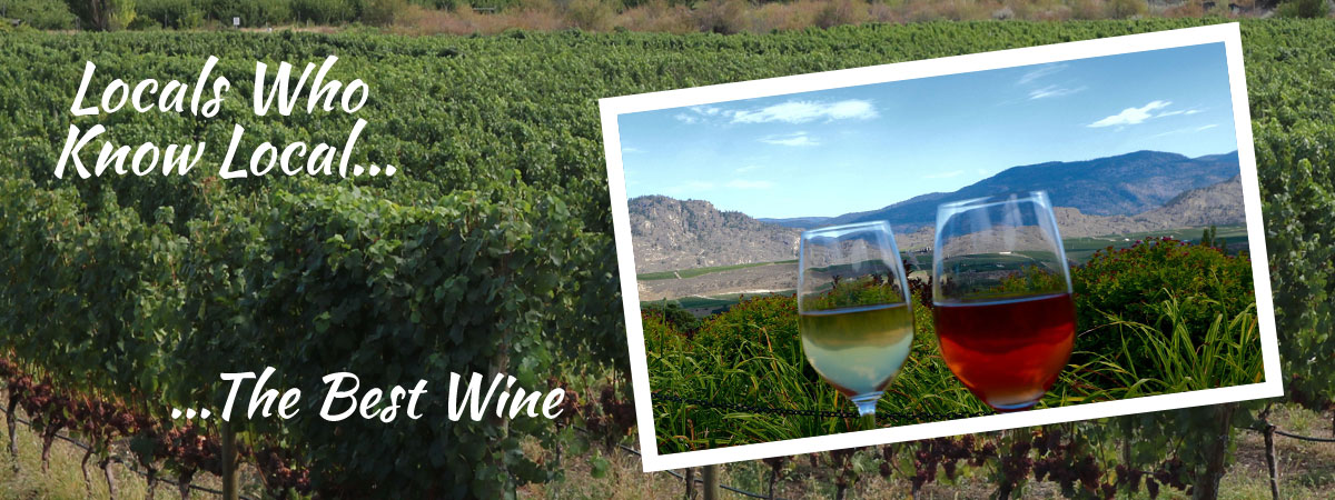 White Wine and Red Wine Glasses with Osoyoos Mountains as Background